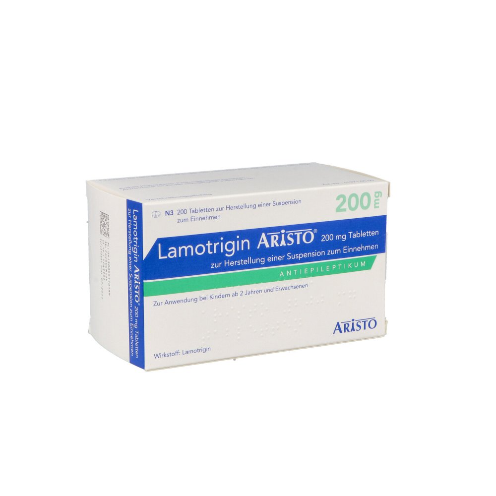 Das Produktfoto zeigt Lamotrigin Aristo 200 Mg Tab.Z.Her.E.Susp.Z.Einn. (200 stk) PZN 05511018