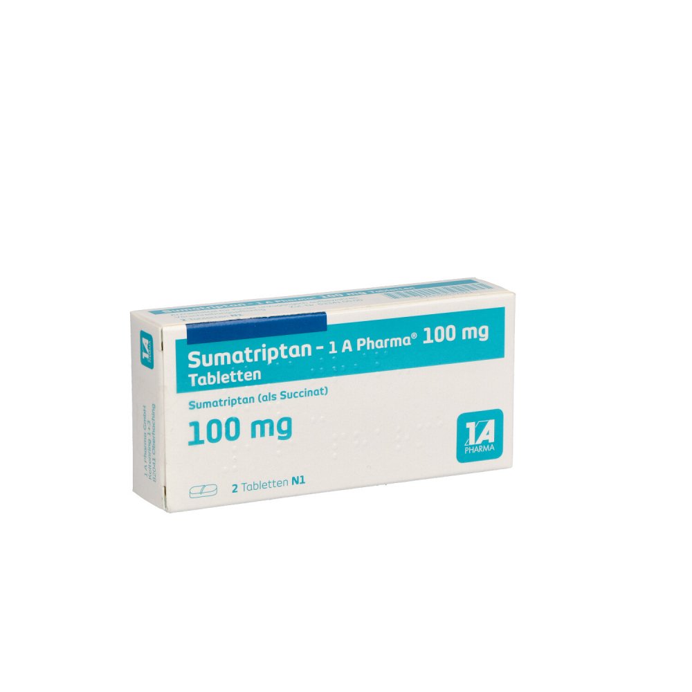 Das Produktfoto zeigt Sumatriptan-1a Pharma 100 Mg Tabletten (2 stk) PZN 05517021
