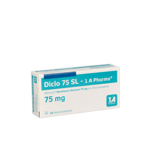 Das Produktfoto zeigt Diclo 75 Sl-1a Pharma Retardtabletten (10 stk) PZN 05523547