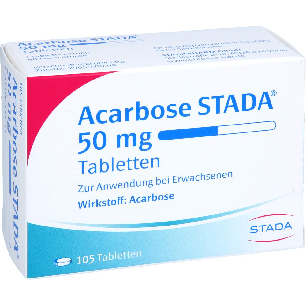 Das Produktfoto zeigt Acarbose Stada 50 Mg Tabletten (105 stk) PZN 05528390