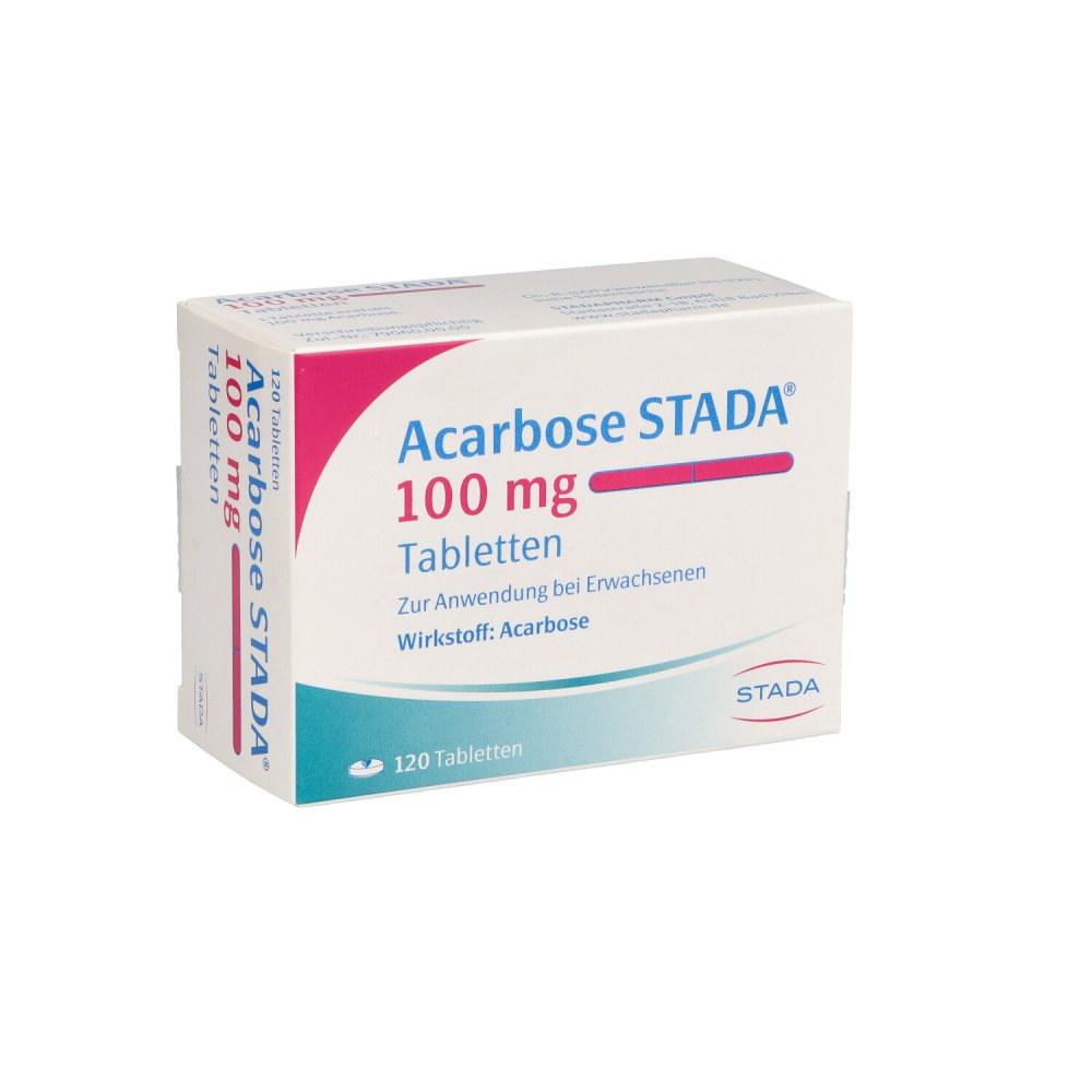 Das Produktfoto zeigt Acarbose Stada 100 Mg Tabletten (120 stk) PZN 05528579