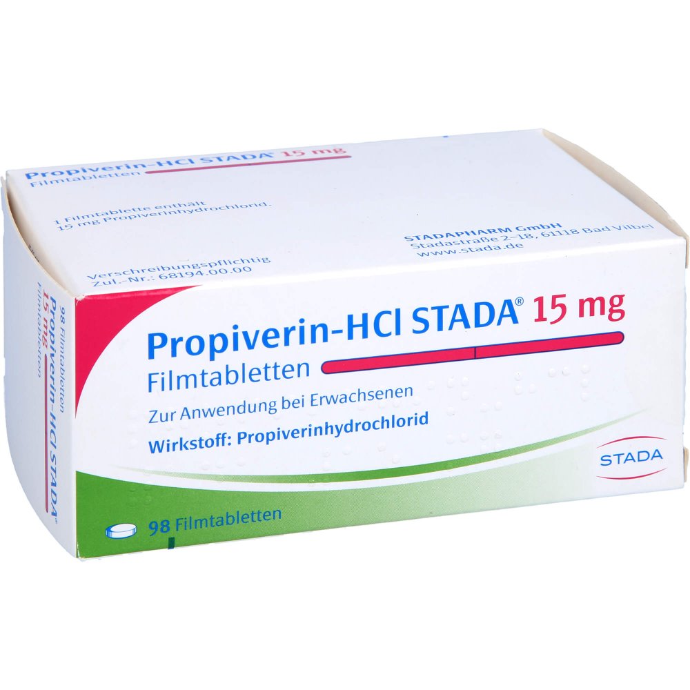 Propiverin-Hcl Stada 15 Mg Filmtabletten (98 stk)