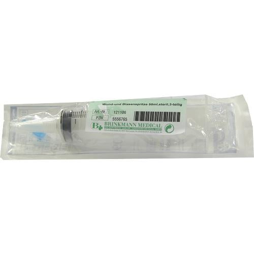 Das Produktfoto zeigt Wund Und Blasenspritze 50 Ml Steril Gerade Spitze (1 stk) PZN 05556765