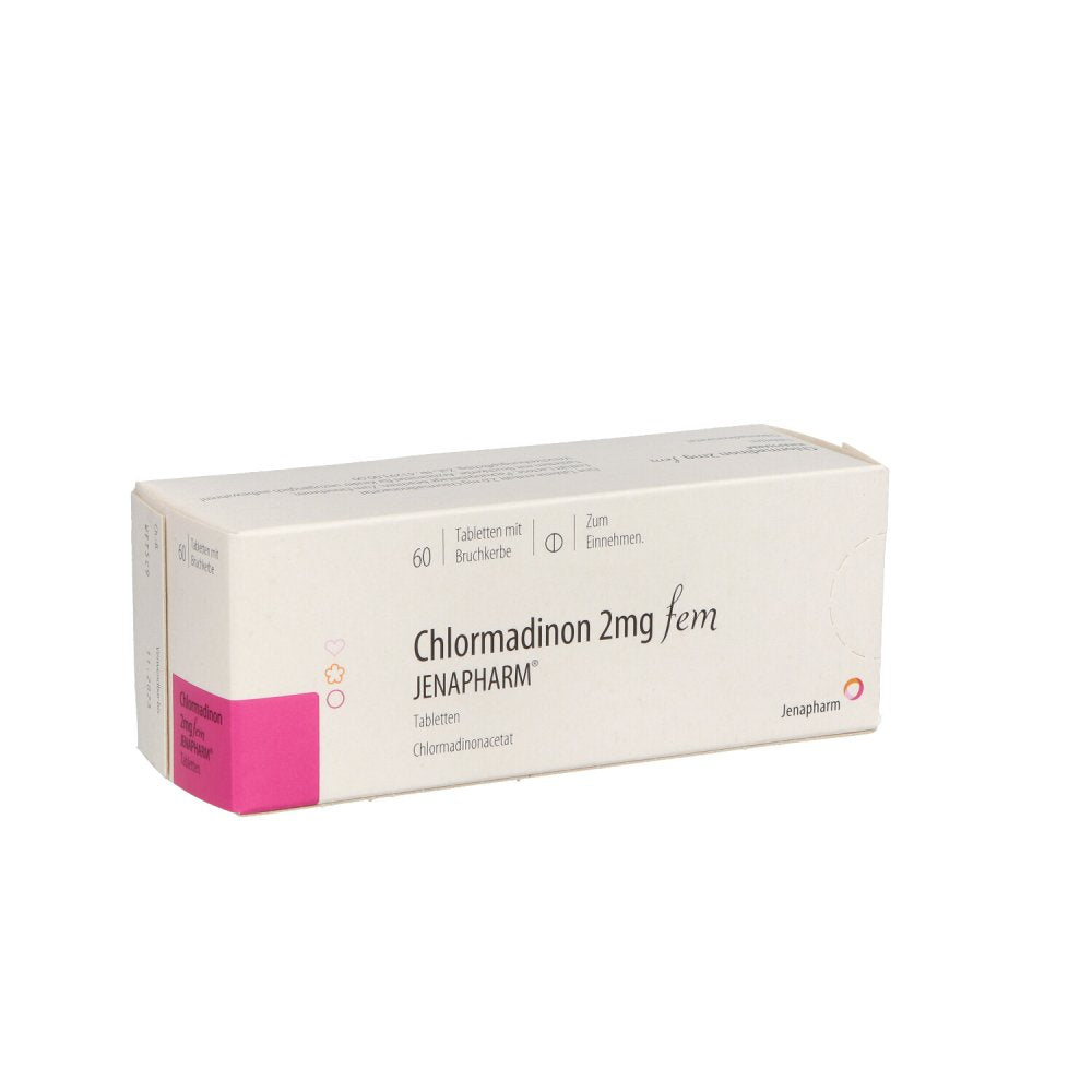 Das Produktfoto zeigt Chlormadinon 2 Mg Fem Jenapharm Tabletten (60 stk) PZN 05700630