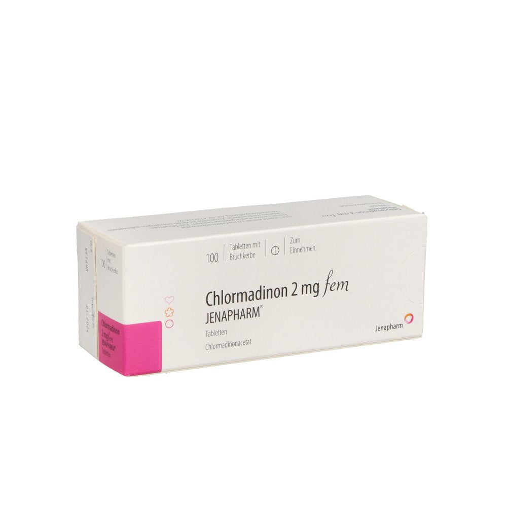 Das Produktfoto zeigt Chlormadinon 2 Mg Fem Jenapharm Tabletten (100 stk) PZN 05700647