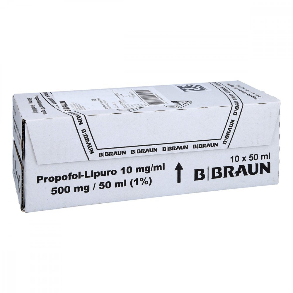 Das Produktfoto zeigt Propofol Lipuro 1% 10mg/Ml Emuls.Z.Inj.O.Inf.Dsfl. (10X50 ml) PZN 05703930