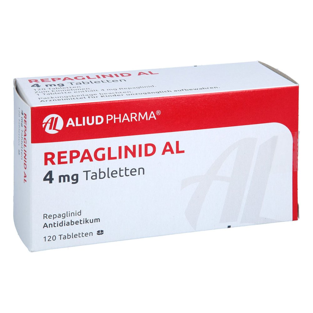 Das Produktfoto zeigt Repaglinid Al 4 Mg Tabletten (120 stk) PZN 05875281