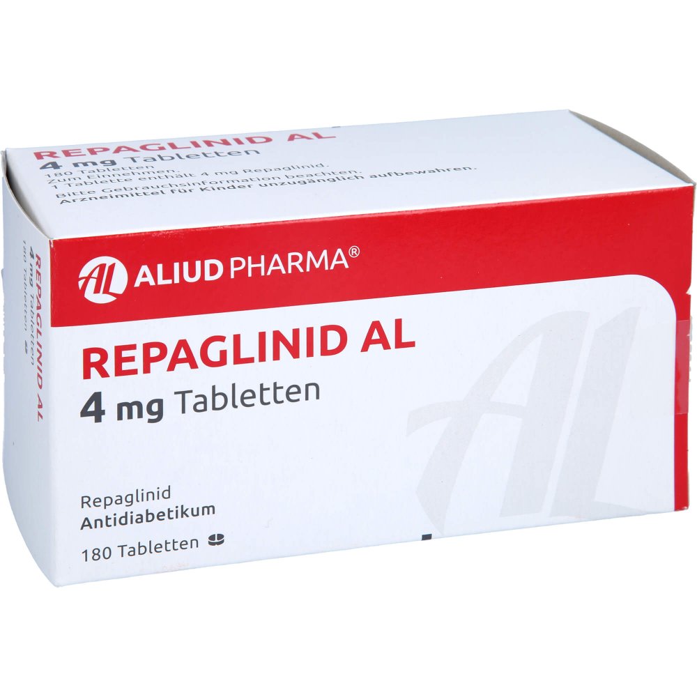 Das Produktfoto zeigt Repaglinid Al 4 Mg Tabletten (180 stk) PZN 05875298