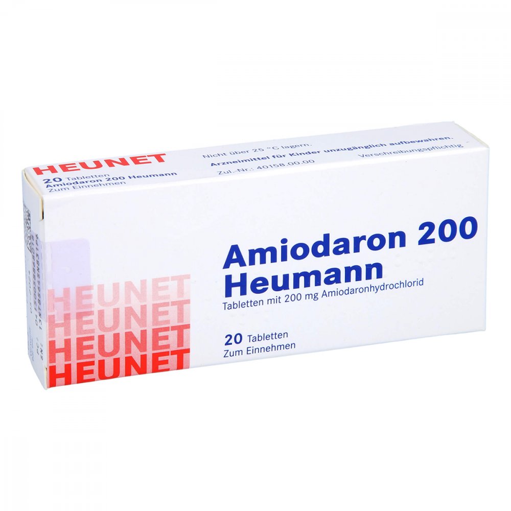 Das Produktfoto zeigt Amiodaron 200 Heumann Tabl.Heunet (20 stk) PZN 05886801