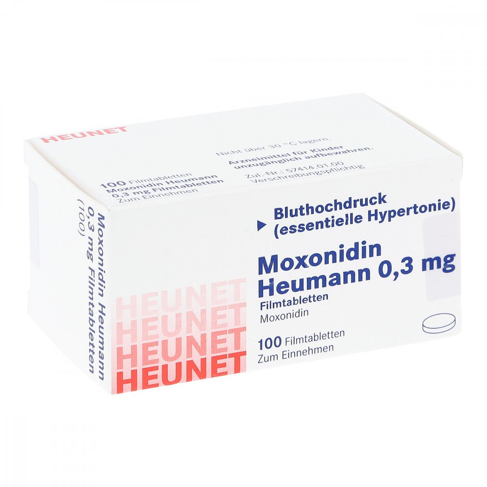 Das Produktfoto zeigt Moxonidin Heumann 0,3 Mg Filmtabl.Heunet (100 stk) PZN 05887083