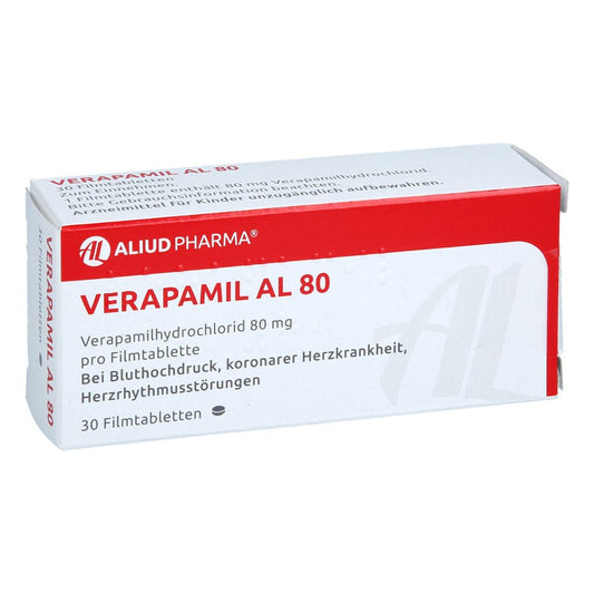 Das Produktfoto zeigt Verapamil Al 80 Filmtabletten (30 stk) PZN 05896627
