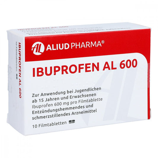 Das Produktfoto zeigt Ibuprofen Al 600 Filmtabletten (10 stk) PZN 05904924