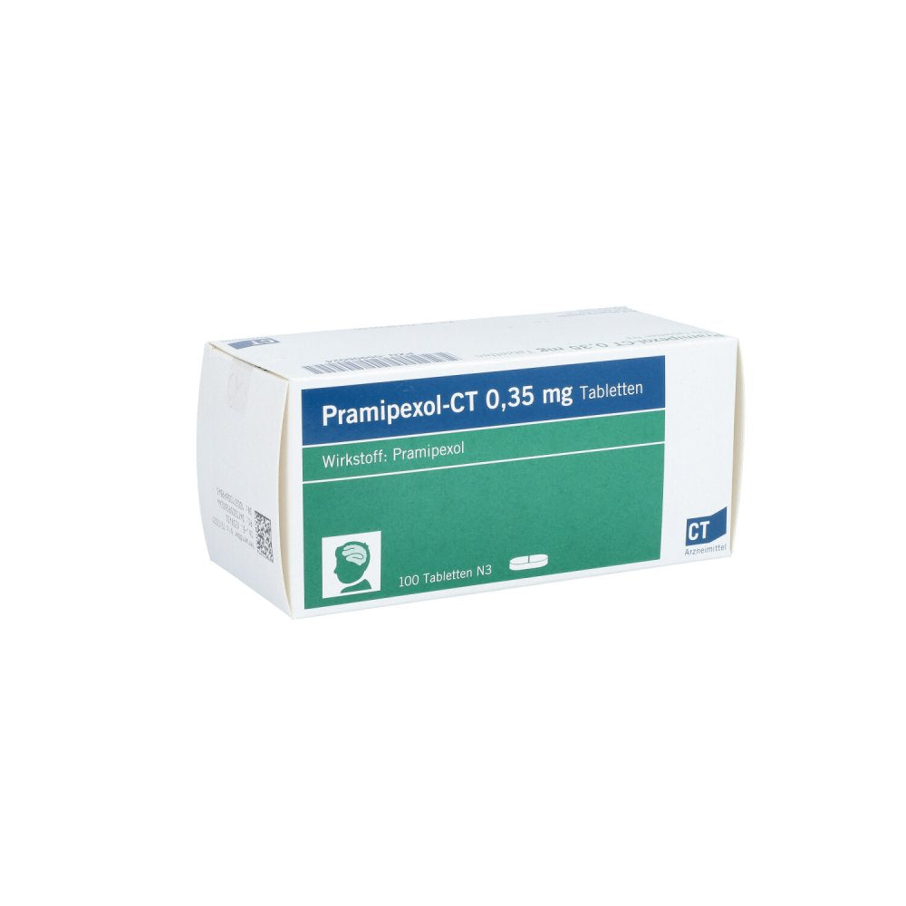 Das Produktfoto zeigt Pramipexol-Ct 0,35 Mg Tabletten (100 stk) PZN 05906024