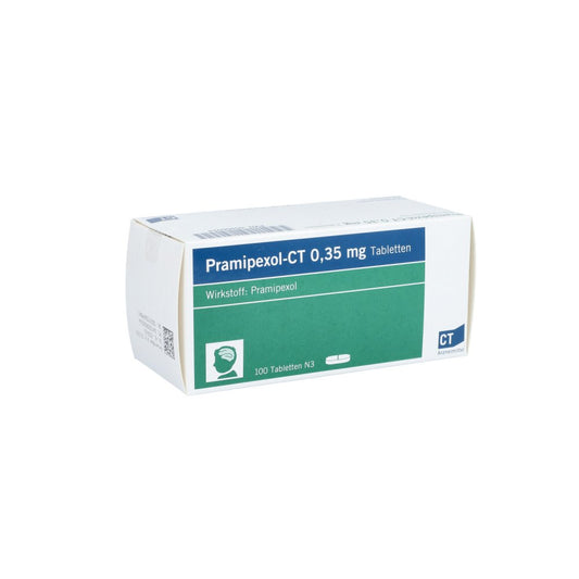 Das Produktfoto zeigt Pramipexol-Ct 0,35 Mg Tabletten (100 stk) PZN 05906024