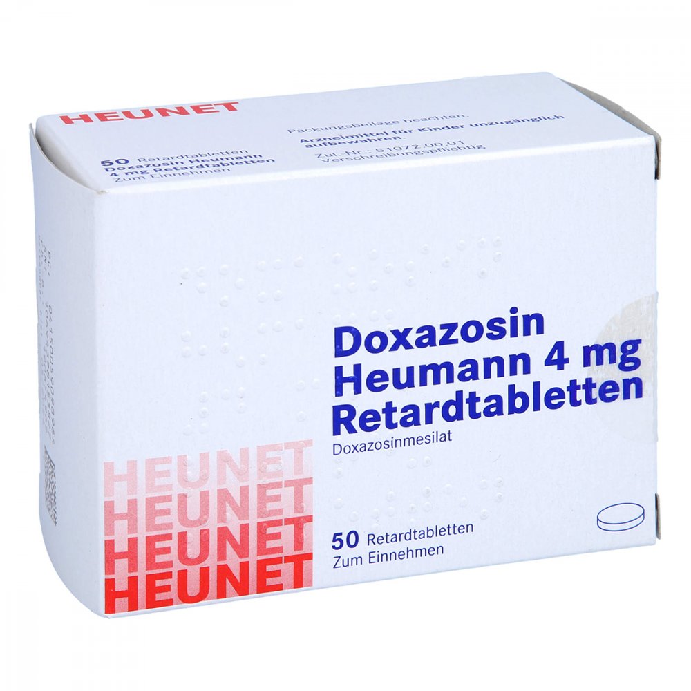 Das Produktfoto zeigt Doxazosin Heumann 4 Mg Retardtabl.Heunet (50 stk) PZN 05909896