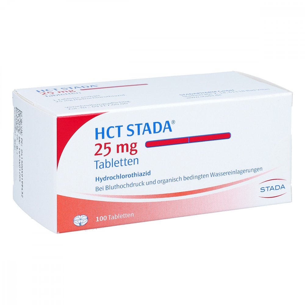 Das Produktfoto zeigt Hct Stada 25 Mg Tabletten (100 stk) PZN 05919943