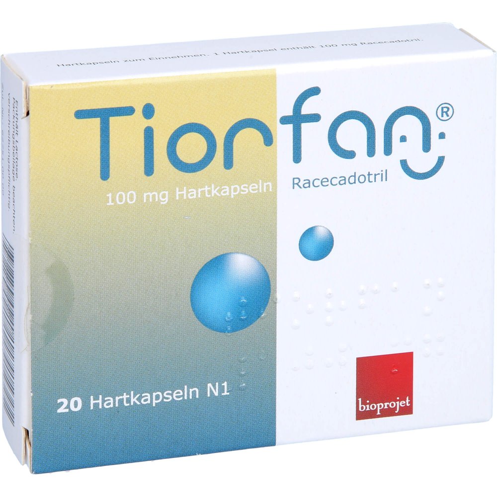 Das Produktfoto zeigt Tiorfan 100 Mg Hartkapseln (20 stk) PZN 05966121