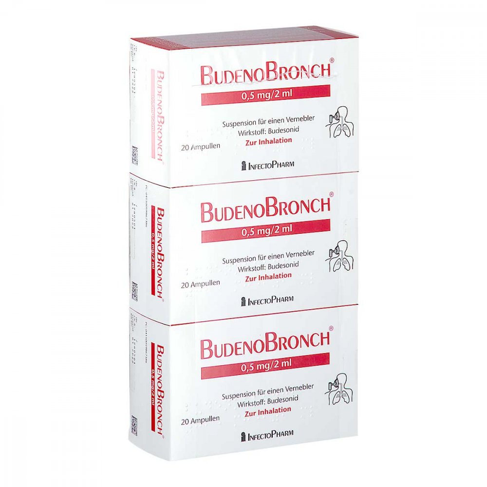 Das Produktfoto zeigt Budenobronch 0,5 Mg/2 Ml Suspension F.E.Vernebler (3X20X2 ml) PZN 05986744