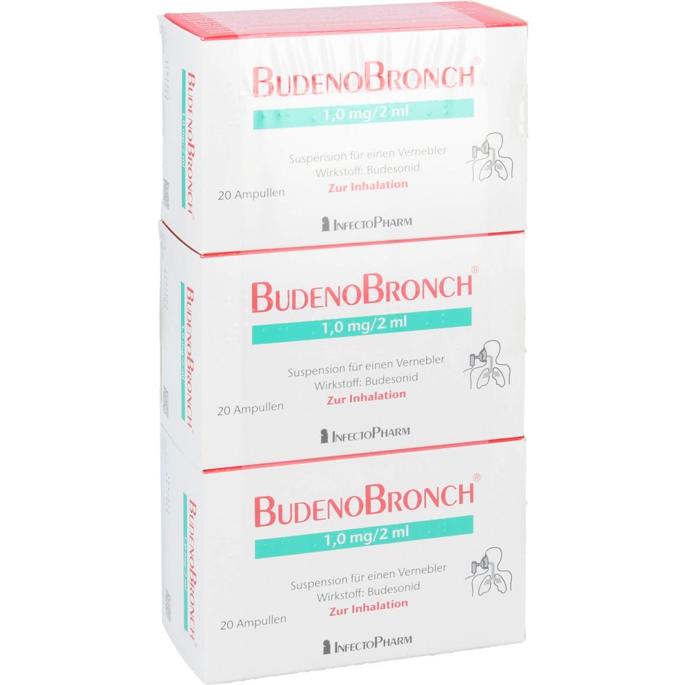Das Produktfoto zeigt Budenobronch 1,0 Mg/2 Ml Suspension F.E.Vernebler (3X20X2 ml) PZN 05986767