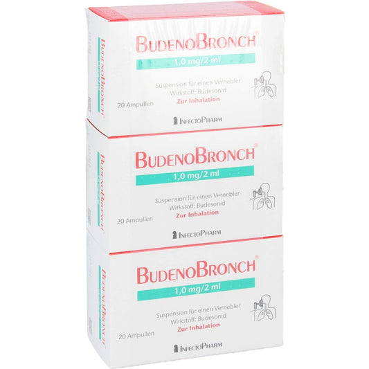 Das Produktfoto zeigt Budenobronch 1,0 Mg/2 Ml Suspension F.E.Vernebler (3X20X2 ml) PZN 05986767