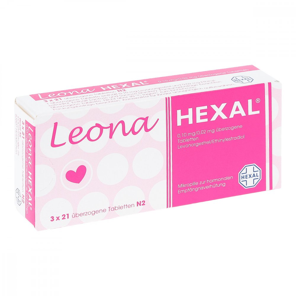 Leona Hexal 0,10 Mg/0,02 Mg Überz.Tabl. (3X21 stk)