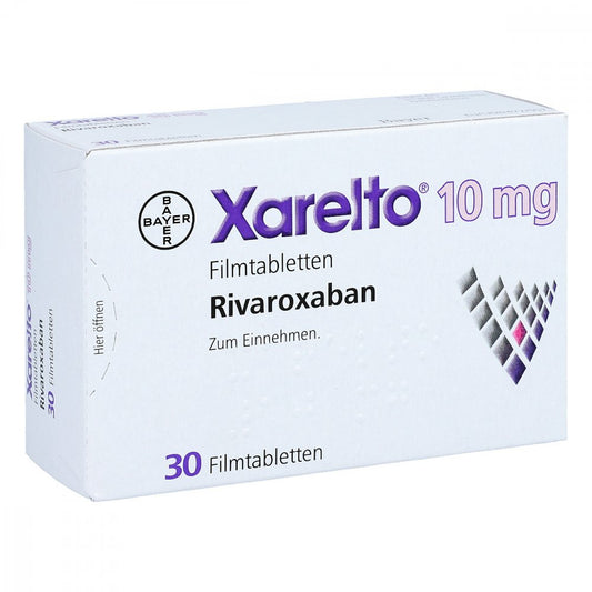 Das Produktfoto zeigt Xarelto 10 Mg Filmtabletten (30 stk) PZN 05995080