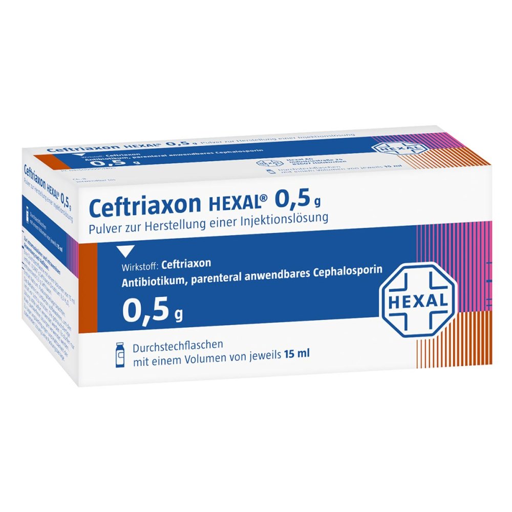 Ceftriaxon Hexal 0,5 G Pulver Z.Herst.E.Inj.-Lsg. (10 stk)