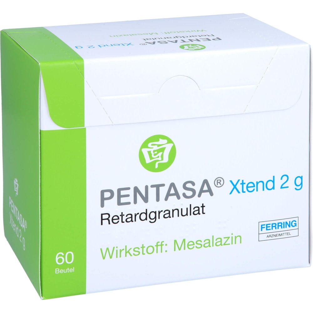Das Produktfoto zeigt Pentasa Xtend 2 G Retardgranulat (60 stk) PZN 06051435