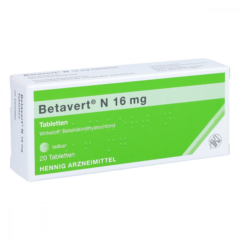 Das Produktfoto zeigt Betavert N 16 Mg Tabletten (20 stk) PZN 06064768