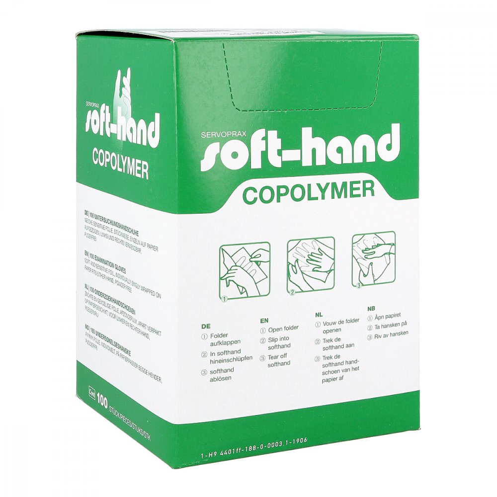Das Produktfoto zeigt Handschuhe Einmal Copolymer Steril Gr.L (100 stk) PZN 06078279
