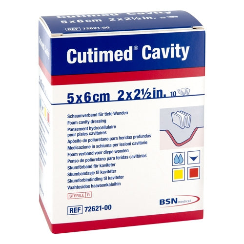Das Produktfoto zeigt Cutimed Cavity Schaumverb.5x6 Cm Nicht Haftend (10 stk) PZN 06080365