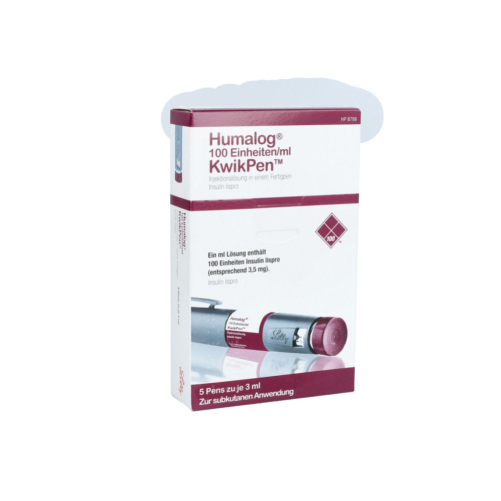Das Produktfoto zeigt Humalog 100 E/Ml Kwikpen Injektionslösung (5 stk) PZN 06087031