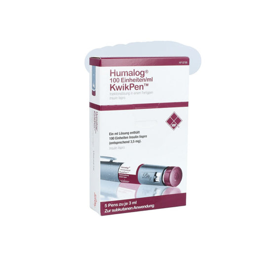 Das Produktfoto zeigt Humalog 100 E/Ml Kwikpen Injektionslösung (5 stk) PZN 06087031