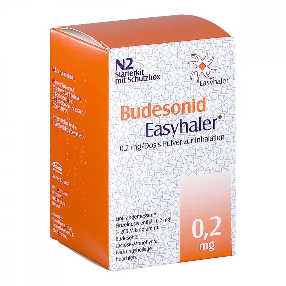 Das Produktfoto zeigt Budesonid Easyhaler 0,2 Mg/Dosis 200 Ed Starterkit (1 stk) PZN 06101908