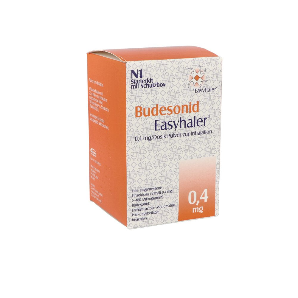 Das Produktfoto zeigt Budesonid Easyhaler 0,4 Mg/Dosis 100 Ed Starterkit (1 stk) PZN 06101966