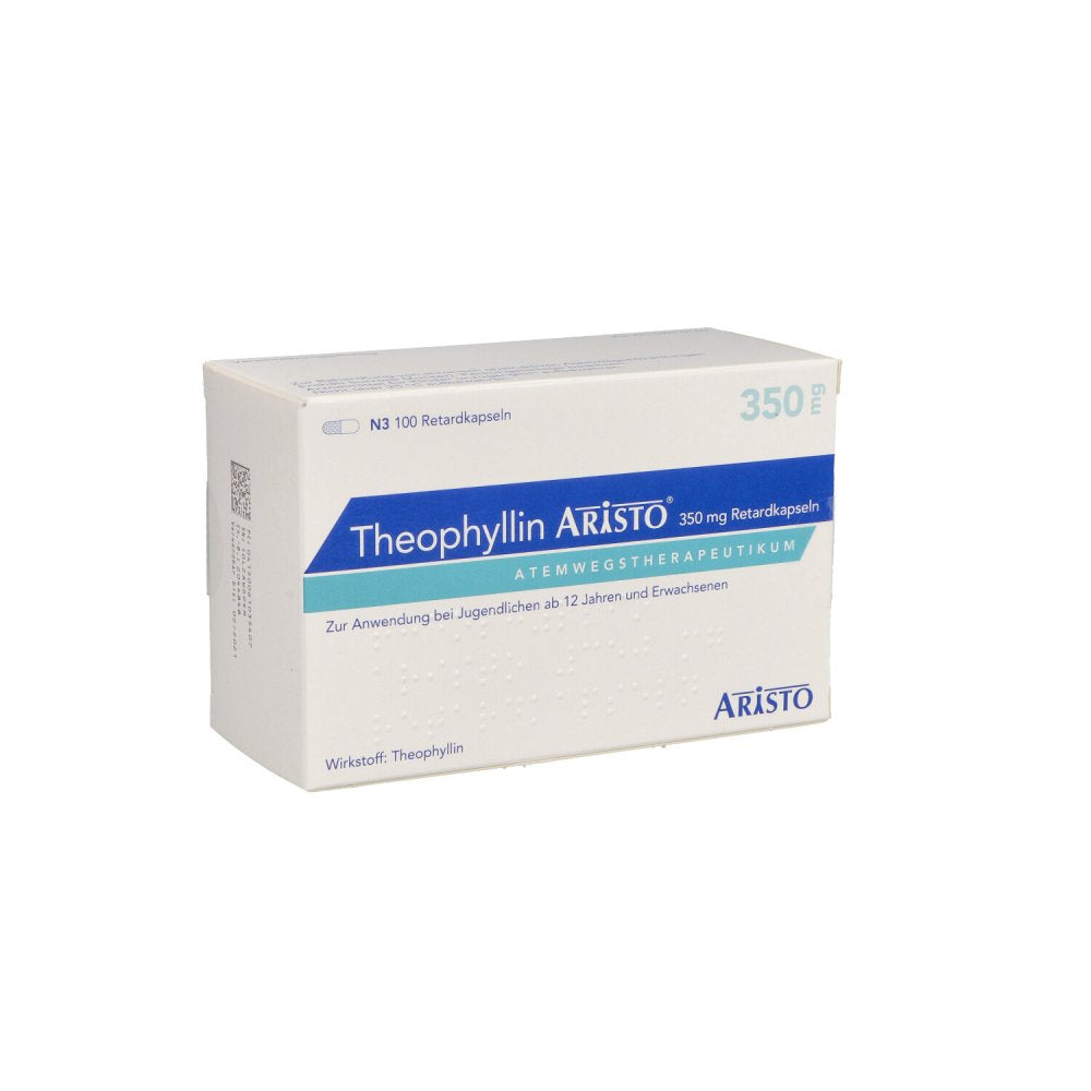 Das Produktfoto zeigt Theophyllin Aristo 350 Mg Retardkapseln (100 stk) PZN 06103540