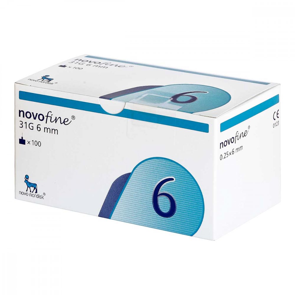 Das Produktfoto zeigt Novofine Nadeln 0,25x6 Mm (100 stk) PZN 06108253