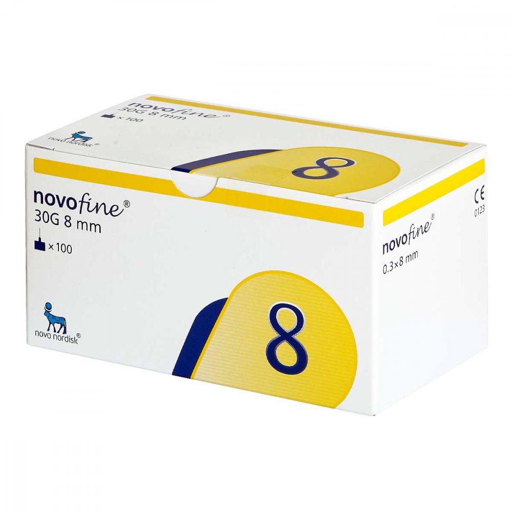 Das Produktfoto zeigt Novofine Nadeln 0,30x8 Mm (100 stk) PZN 06108282