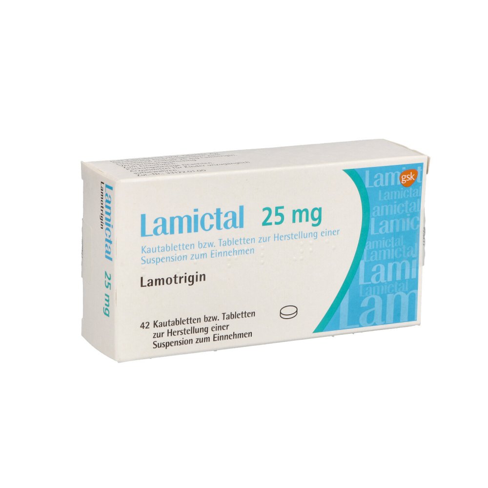 Das Produktfoto zeigt Lamictal 25 Mg Tabl.Z.Herst.E.Susp.Z.Einnehmen (42 stk) PZN 06108342