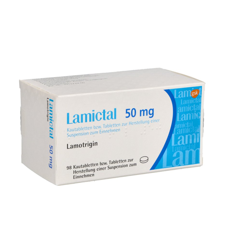 Das Produktfoto zeigt Lamictal 50 Mg Tabl.Z.Herst.E.Susp.Z.Einnehmen (98 stk) PZN 06108394