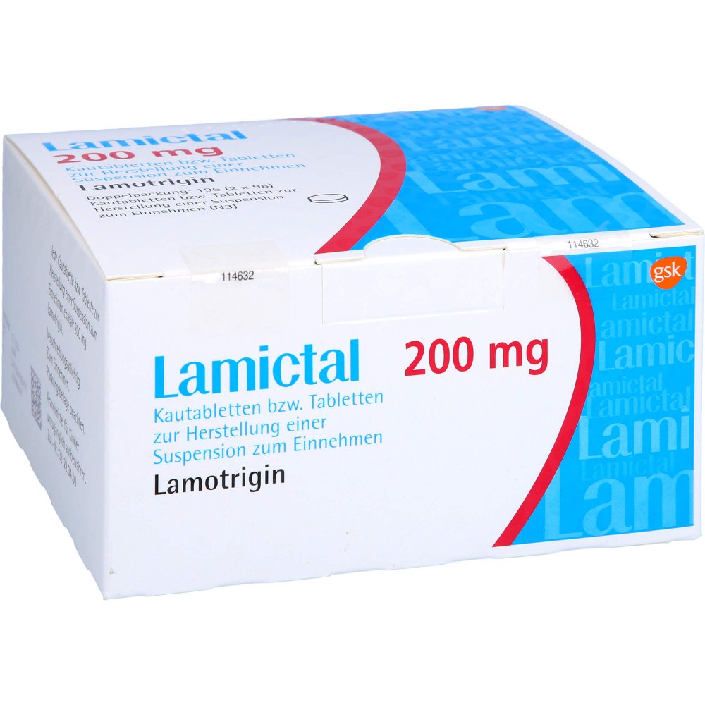 Das Produktfoto zeigt Lamictal 200 Mg Tabl.Z.Herst.E.Susp.Z.Einnehmen (2X98 stk) PZN 06108477