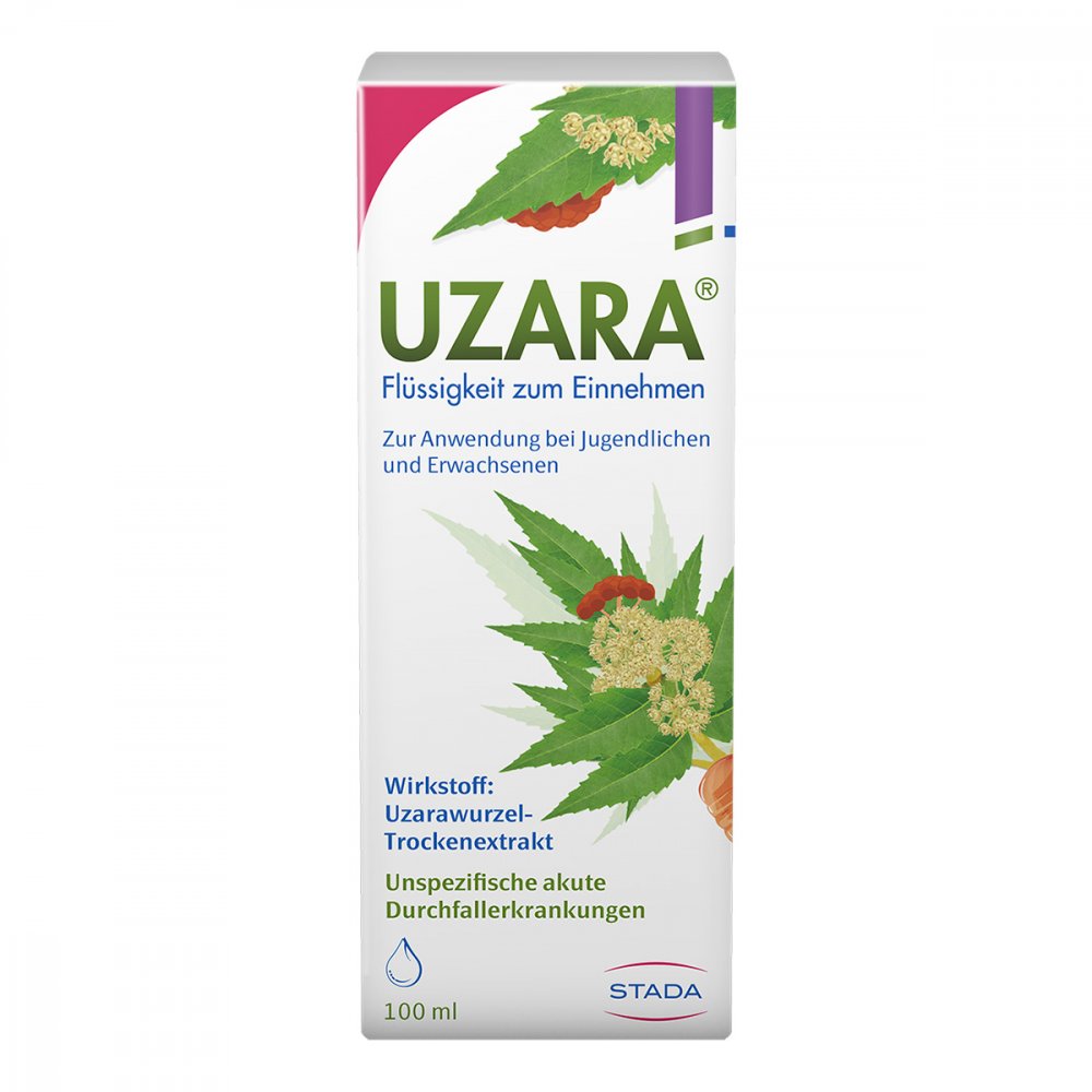 Das Produktfoto zeigt Uzara 40 Mg/Ml Lösung Z.Einnehmen (100 ml) PZN 06118139