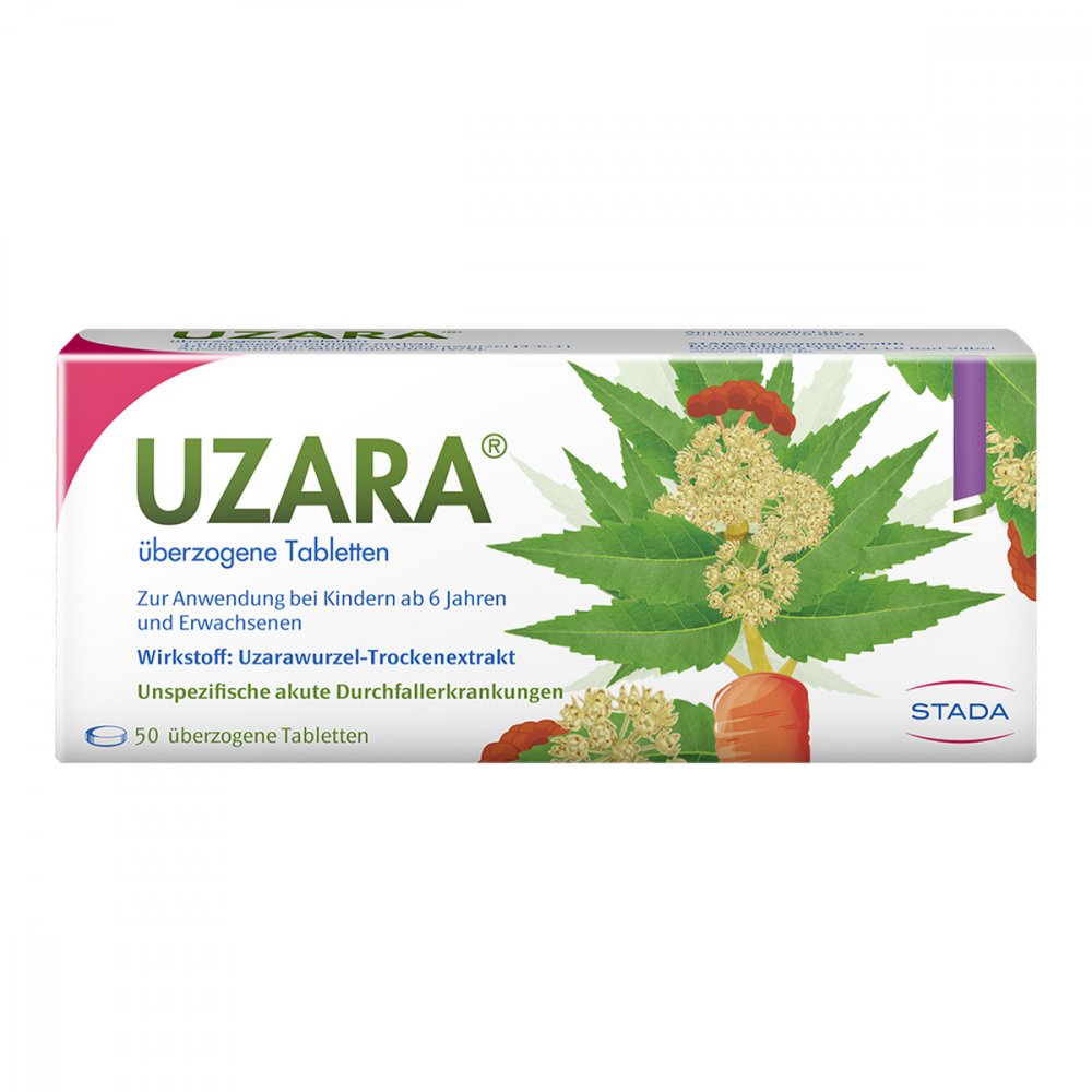 Das Produktfoto zeigt Uzara 40 Mg Überzogene Tabletten (50 stk) PZN 06118174