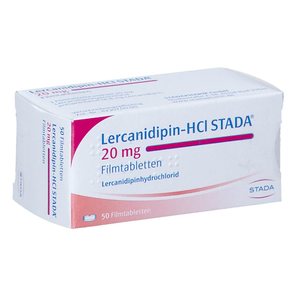 Das Produktfoto zeigt Lercanidipin-Hcl Stada 20 Mg Filmtabletten (50 stk) PZN 06120739