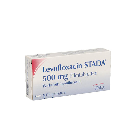 Das Produktfoto zeigt Levofloxacin Stada 500 Mg Filmtabletten (5 stk) PZN 06120805