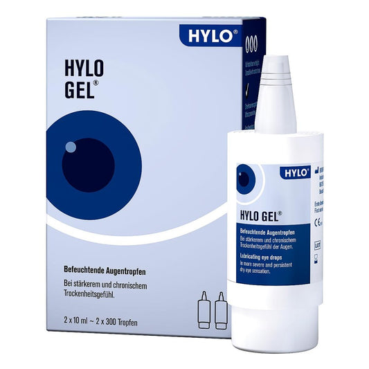 Das Produktfoto zeigt Hylo-Gel Augentropfen (2X10 ml) PZN 06144964