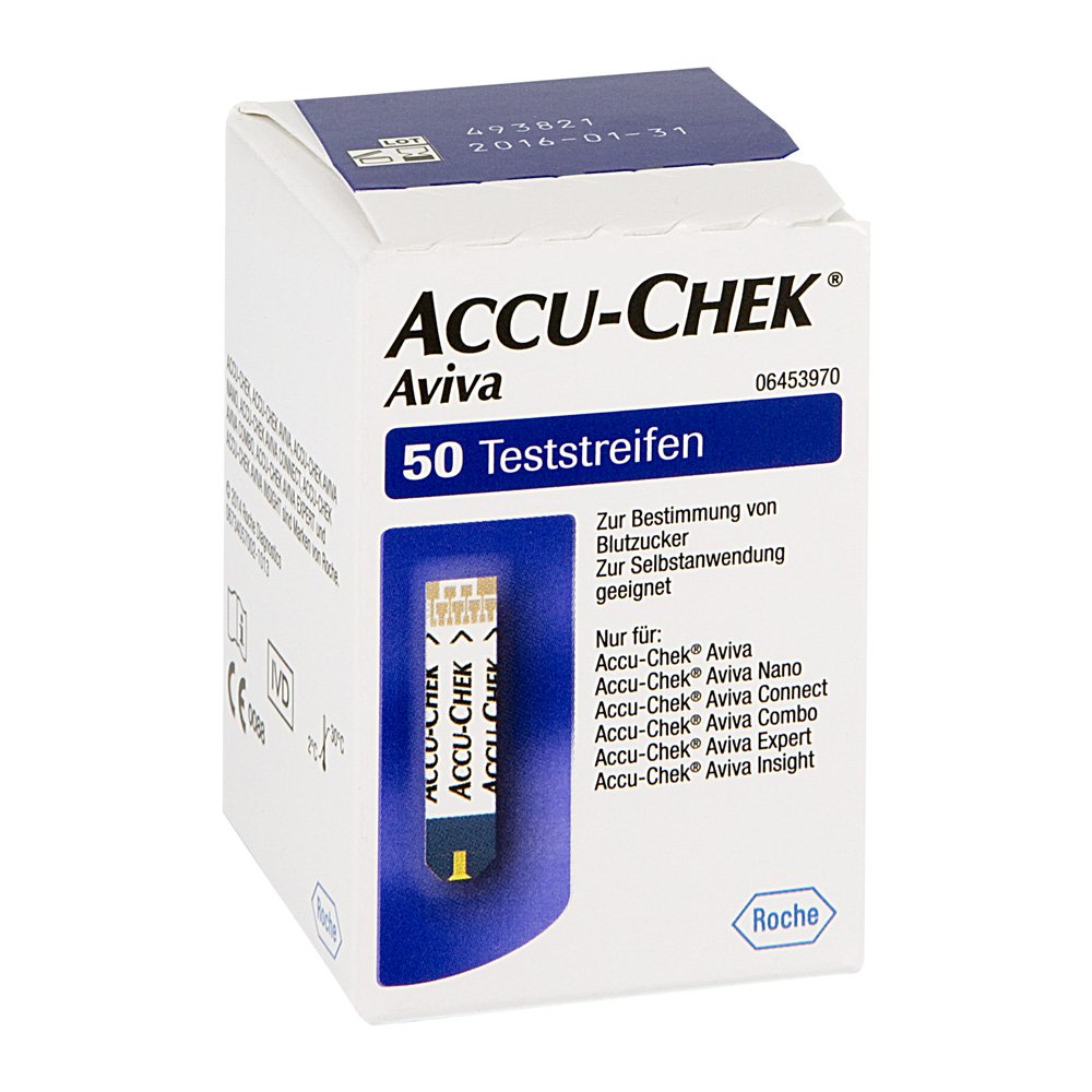Das Produktfoto zeigt Accu-Chek Aviva Teststreifen Plasma (50 stk) PZN 06146147