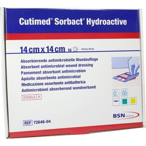 Cutimed Sorbact Hydroactive Kompressen 14x14 Cm (10 stk)