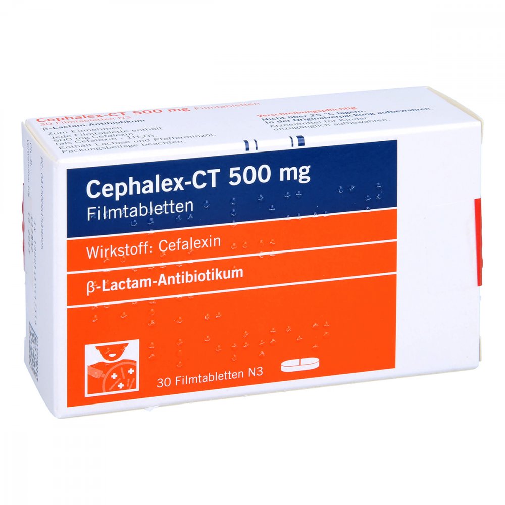 Das Produktfoto zeigt Cephalex-Ct 500 Mg Filmtabletten (30 stk) PZN 06154922