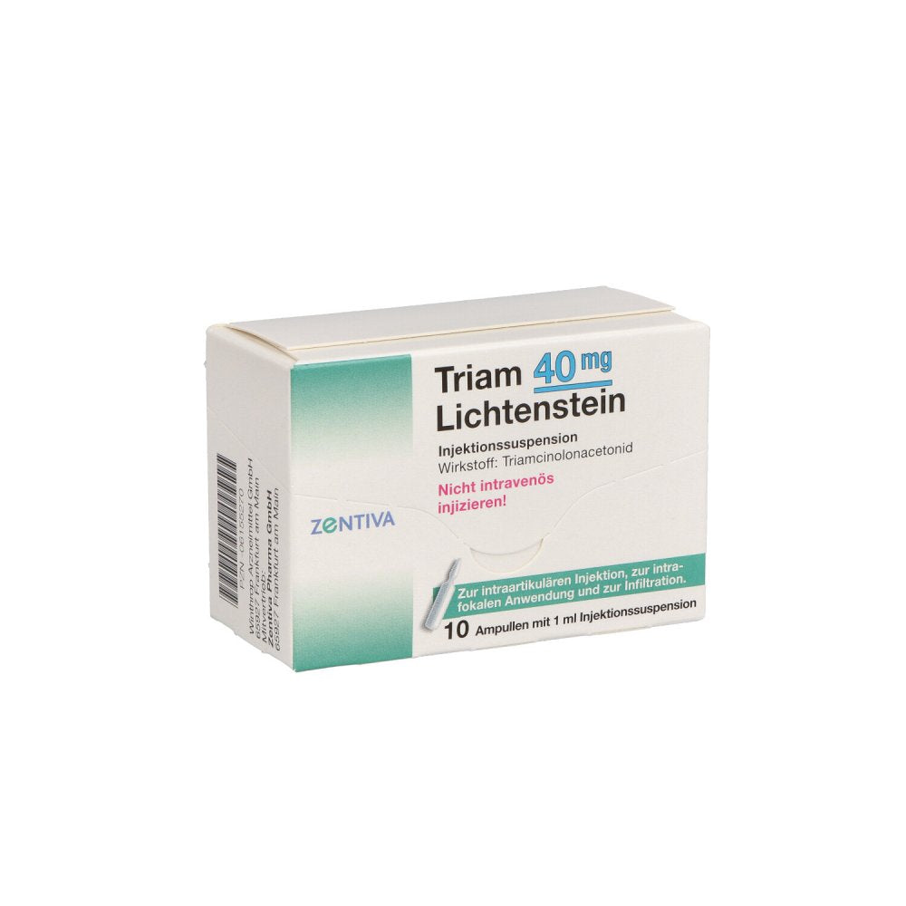 Das Produktfoto zeigt Triam 40 Lichtenstein Kristallsuspension Ampullen (10X1 ml) PZN 06155270